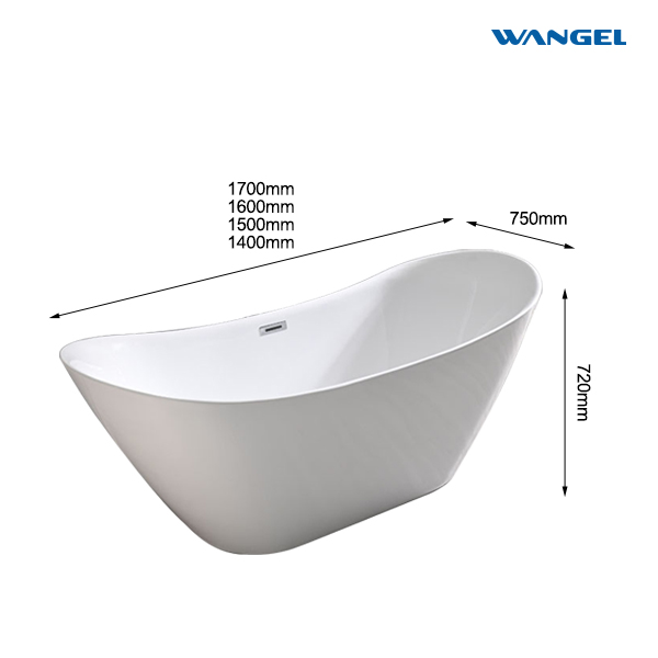 Acrylic freestanding boat hotel project SPA spa 1.8 meters art bathtub - 图片 7