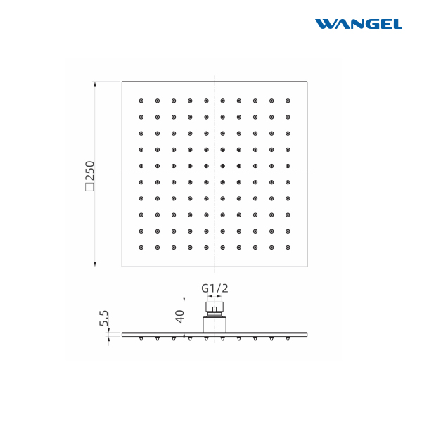Durable High Quality Elegant SUS304 Stainless Steel Optional Size Customized Color Square 5.5mm Shower Head - 图片 3