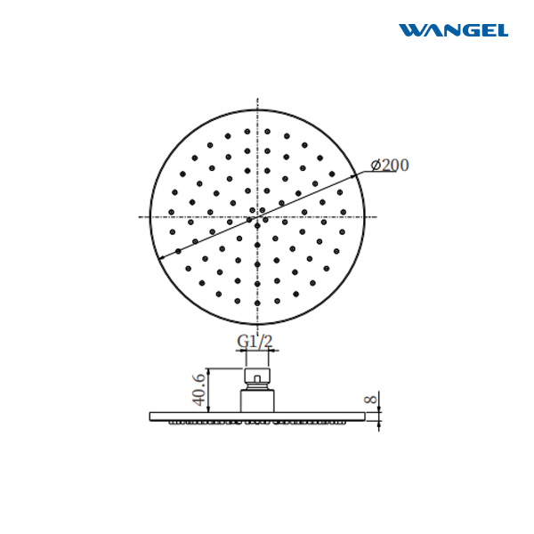 Luxury High Quality Modern Style Design Optional Size Front Copper, Rear Steel&SUS304 Stainless Steel 8MM Circular Shower Head - 图片 3