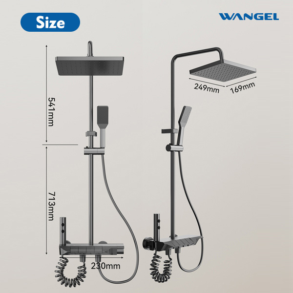 High Quality Durable Modern Style Design Button Type Main Valve Core Space Aluminum High Temperature Corrosion Rust Resistant Shower Set - 图片 2