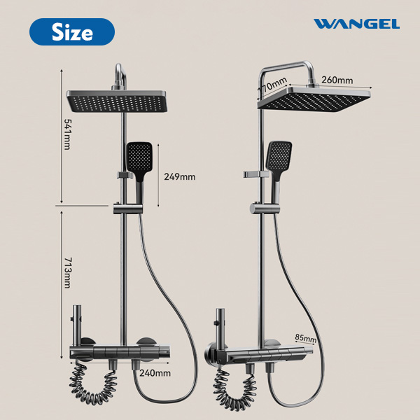 High Quality Modern Style Design Space Aluminum Four Function Button Main Body Space Aluminum High Temperature Corrosion Rust Resistant Shower Set - 图片 2