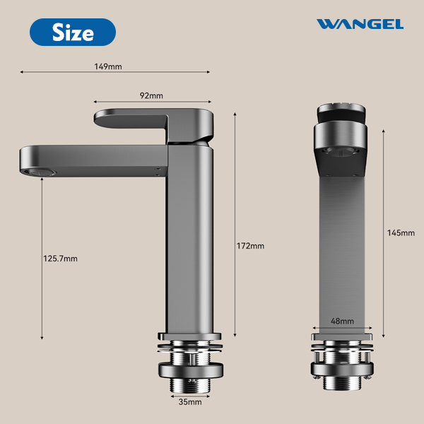 High Quality Modern Style Design Rotatable Handle Hot And Cold Space Aluminum Countertop-Mounted Installation Basin Faucet - 图片 2