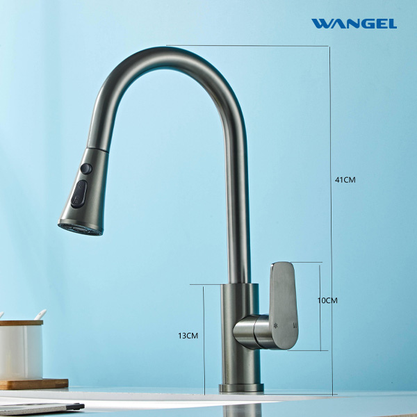 Modern Style Design 360° Rotatable Pull Out Spout Space Aluminum Countertop-Mounted Installation Kitchen Faucet - 图片 2