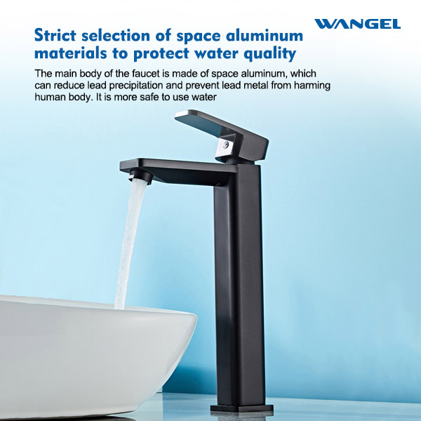Matte Black Modern Style Design Hot And Cold Dual Control Space Aluminum Countertop-Mounted Installation Basin Faucet - 图片 2