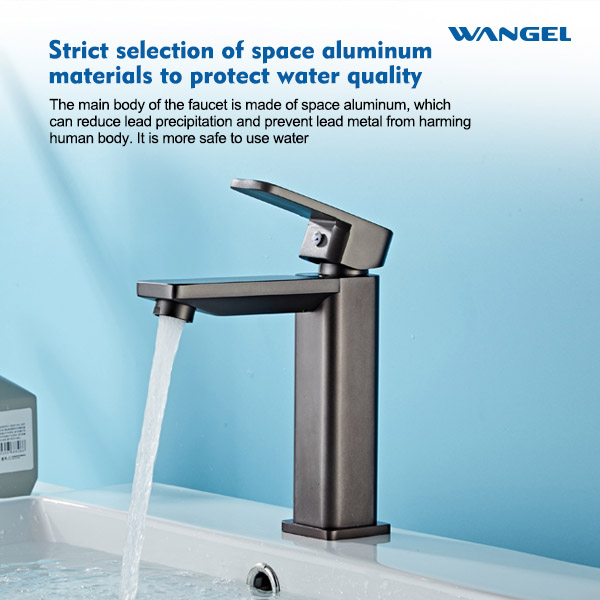 Gun Grey Modern Style Design Rotatable Handle Hot And Cold Control Space Aluminum Countertop-Mounted Installation Basin Faucet - 图片 2
