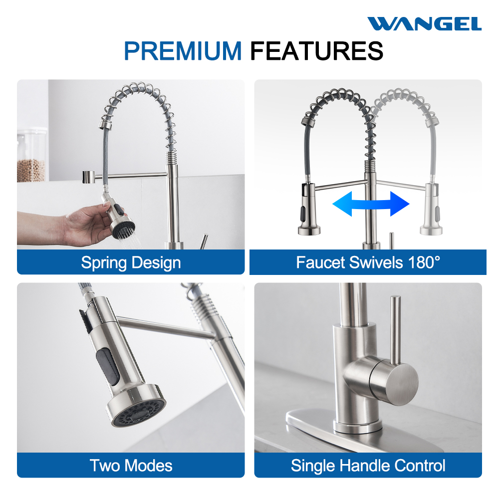 Pull-Down Single Handle Kitchen Sink Filter Water Faucet for Reverse Osmosis or Water Filtration System in Spot-Free Stainless Steel - 图片 6