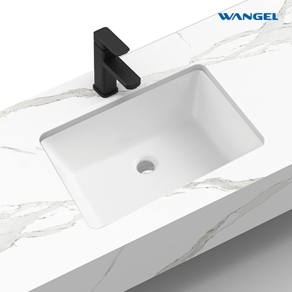 Rectangle Undermount Bathroom Sink Lavatory Vanity Ceramic, White - 图片 3
