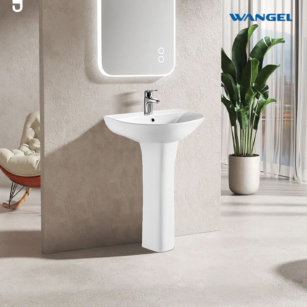 Single-Hole Faucet Mount Pedestal Sink Round Ceramic Stone Bathroom Wash Basin with Countertop Application - 图片 3