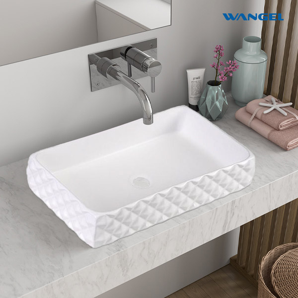 High Quality Square Shape Modern Style Design Countertop-Mounted Installation Bathroom Art Basin with Single Hole - 图片 3