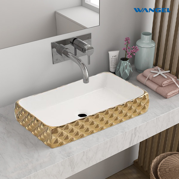 Luxury High Quality Square Shape Modern Style Design Countertop-Mounted Installation Bathroom Art Basin with Single Hole - 图片 3