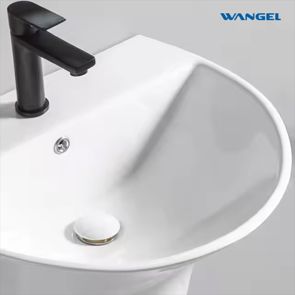 Durable High Quality Customized Ceramic Bathroom Sink Half Pedestal Basin Wall Hung Wash Hand Basin - 图片 3