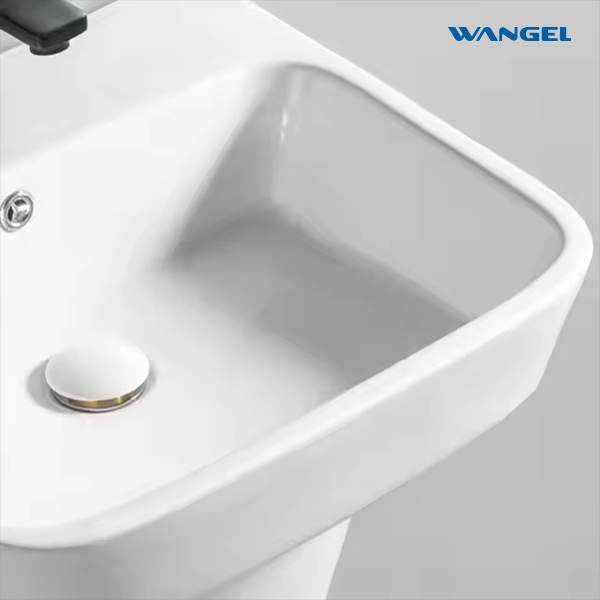 Sanitary Ware Bathroom Wall Hung Mounted Wash Basin Rectangle Ceramic Bathroom Sink - 图片 3