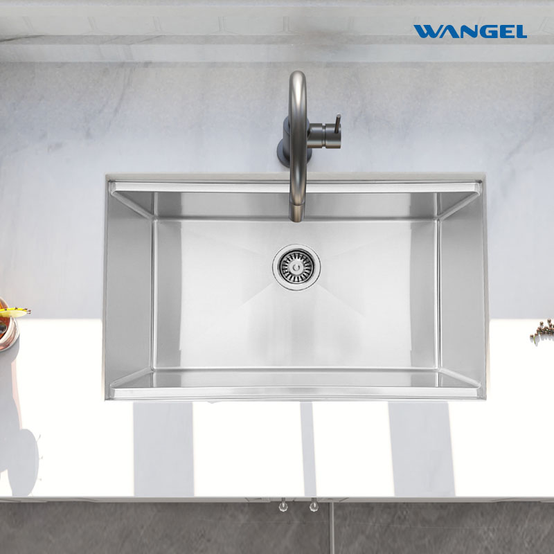 Stainless Steel Drop In Kitchen Sink Modern Undermount Single Bowl Kitchen Sink Combo-SS Grid,Drying Rack,Cutting Board,Drain Strainer Set - 图片 3