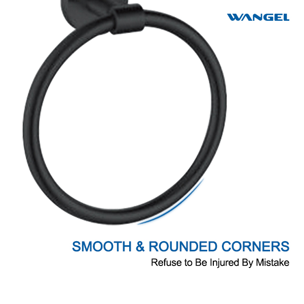 Bathroom accessories matte black circular towel ring - 图片 4