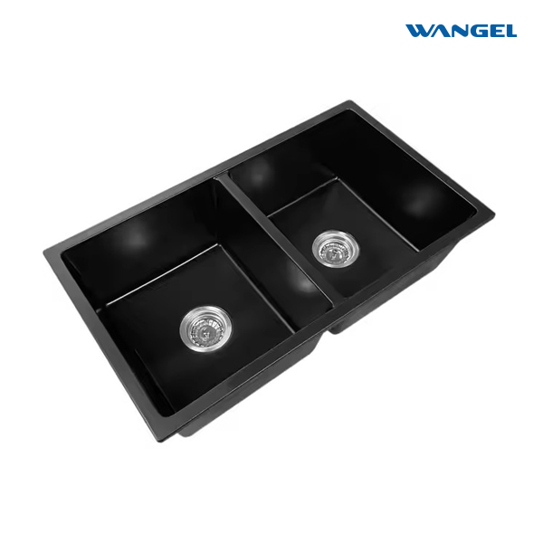 Granite Composite Double Bowl Kitchen Sink, Quartz Dual Mount Workstation, Matte Black Composite - 图片 3