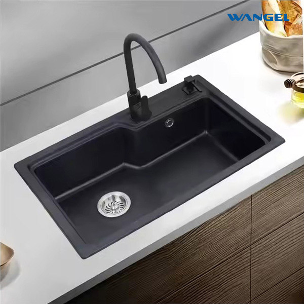 Hot Selling Single Bowl Ceramic Kitchen Sink Granite Sink Kitchen Black Waschbeken Granite Sink - 图片 3