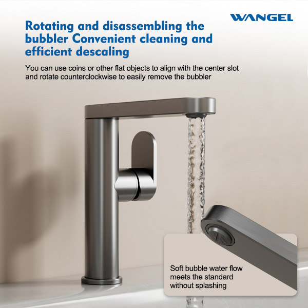 Modern Style Design Rotatable Handle Hot And Cold Space Aluminum Countertop-Mounted Installation Basin Faucet - 图片 3