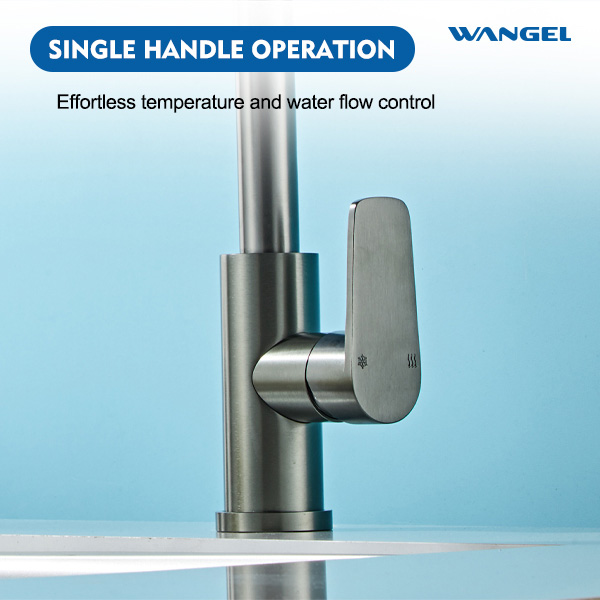 Modern Style Design 360° Rotatable Pull Out Spout Space Aluminum Countertop-Mounted Installation Kitchen Faucet - 图片 3