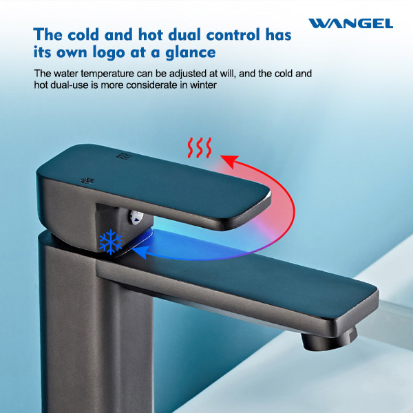 Gun Grey Modern Style Design Rotatable Handle Hot And Cold Control Space Aluminum Countertop-Mounted Installation Basin Faucet - 图片 3