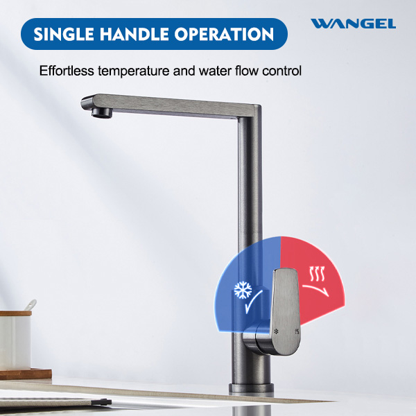 High Quality Modern Style Design Swivel 360° spout Hot And Cold Space Aluminum Countertop-Mounted Installation Kitchen Faucet - 图片 4