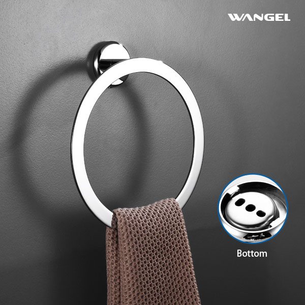 Round Towel Ring Brass Bath Hardware Chrome Bedroom Bathroom Accessories - 图片 8