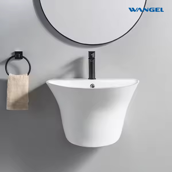 Durable High Quality Customized Ceramic Bathroom Sink Half Pedestal Basin Wall Hung Wash Hand Basin - 图片 4
