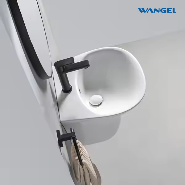 Customized High Quality Durable Sanitary Ware Ceramic Bathroom Sink Wall Hung Mounted Wash Hand Basin Sink - 图片 4