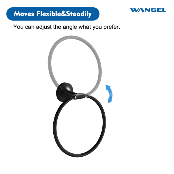 Matte Black Towel Ring Hand Towel Holder Towel Hanger Ring for Bathroom Wall - 图片 3