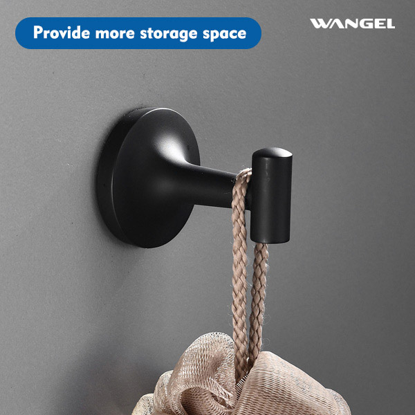 Wall Mounted Matte Black Robe Hook Single Hook Wall Hanger - 图片 8