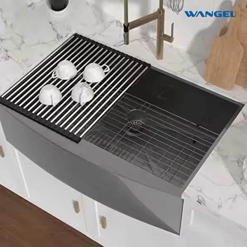 Farmhouse Sink, 304 Stainless Steel Farmhouse Kitchen Sink, Undermount Drop in Single Bowl Basin Apron Sink - 图片 4