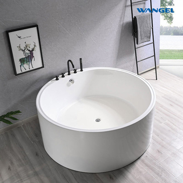 Acrylic round 1.2 to 1.6 meters freestanding one-piece hotel project villa hydrotherapy SPA bathtub - 图片 3