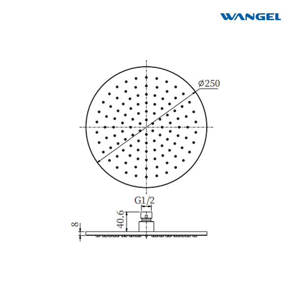 Luxury High Quality Modern Style Design Optional Size Front Copper, Rear Steel&SUS304 Stainless Steel 8MM Circular Shower Head - 图片 5