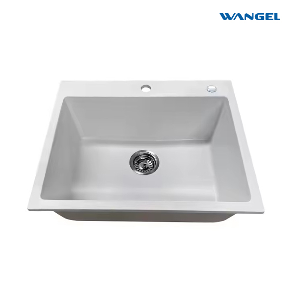 Single bowl kitchen sink Black composite granite square base quartz with one hole - 图片 4