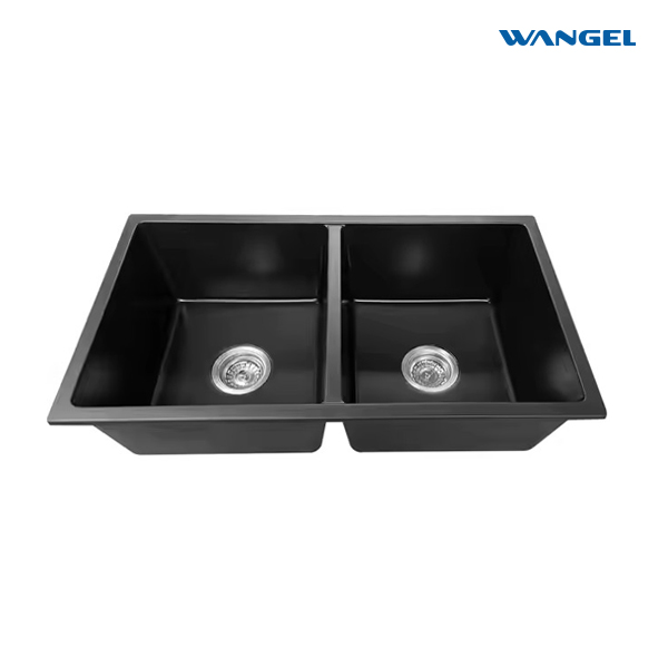 Granite Composite Double Bowl Kitchen Sink, Quartz Dual Mount Workstation, Matte Black Composite - 图片 4