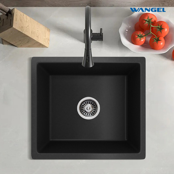 Quartz Single Bowl Kitchen Sink, Undermount Granite Composite Matte Black Kitchen Workstation Sinks - 图片 3