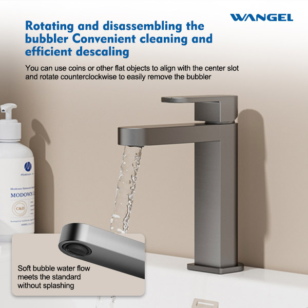High Quality Modern Style Design Rotatable Handle Hot And Cold Space Aluminum Countertop-Mounted Installation Basin Faucet - 图片 4
