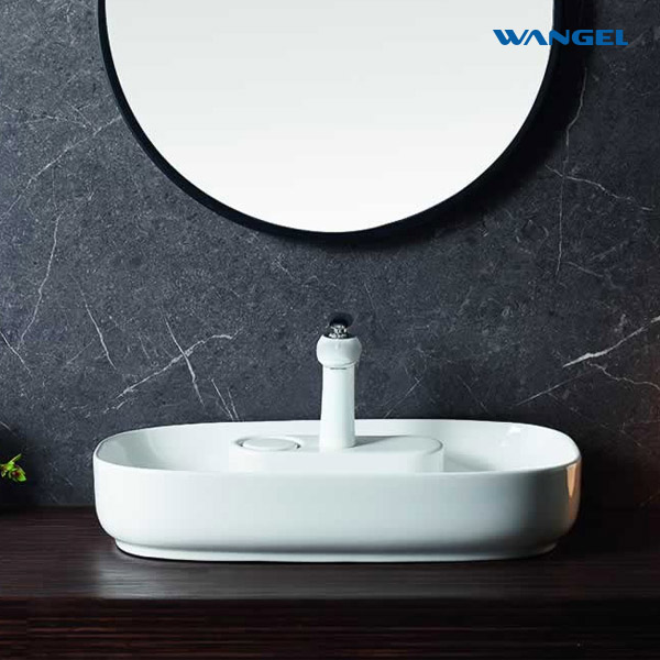 Cabinet Countertop Bathroom Ceramic Hand Wash Basin Hidden Drainer Sink - 图片 3