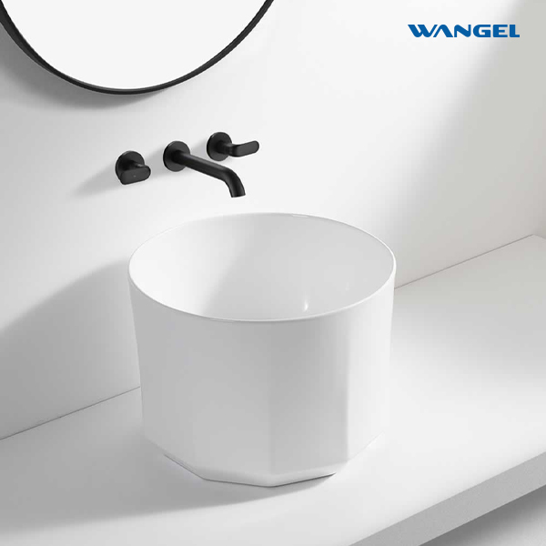 Modern style bathroom furniture, ceramic sink, cylindrical countertop, washbasin - 图片 5