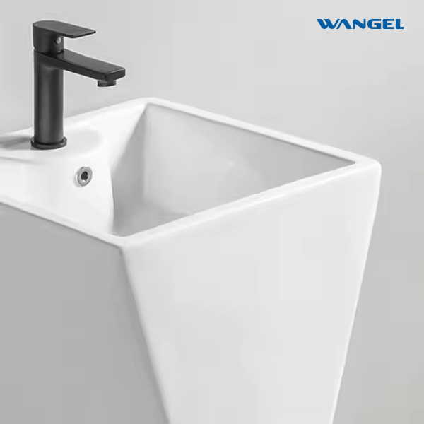 Bathroom ceramic base basin rectangular independent washbasin with single hole - 图片 5