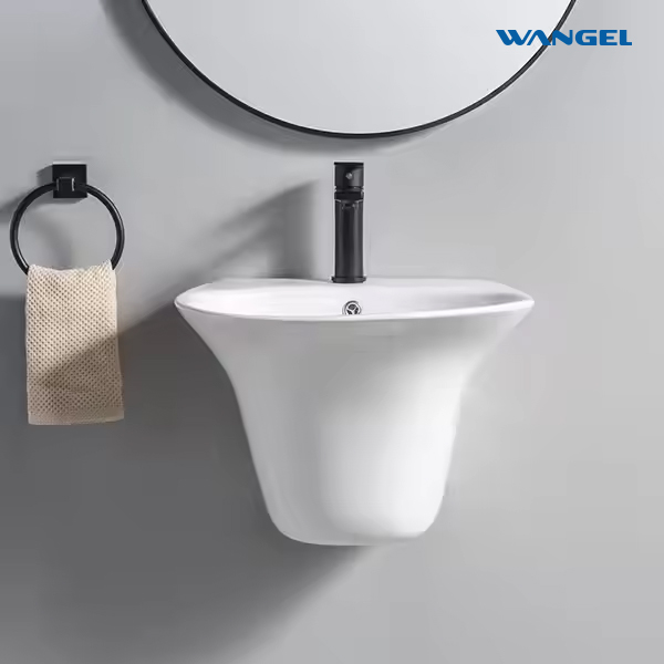 Customized High Quality Durable Sanitary Ware Ceramic Bathroom Sink Wall Hung Mounted Wash Hand Basin Sink - 图片 5