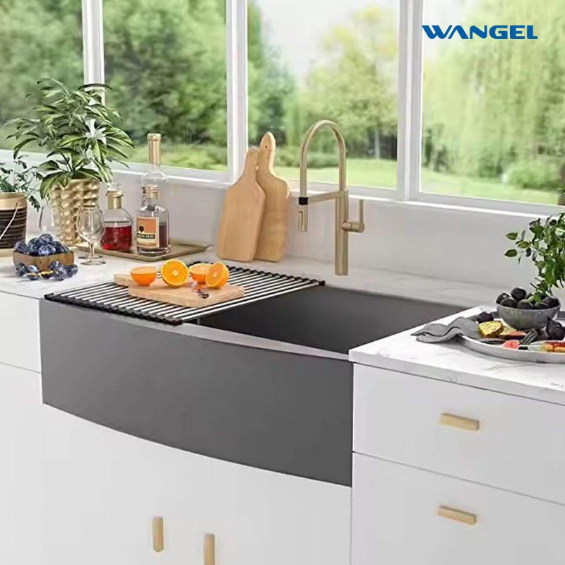 Farmhouse Sink, 304 Stainless Steel Farmhouse Kitchen Sink, Undermount Drop in Single Bowl Basin Apron Sink - 图片 5