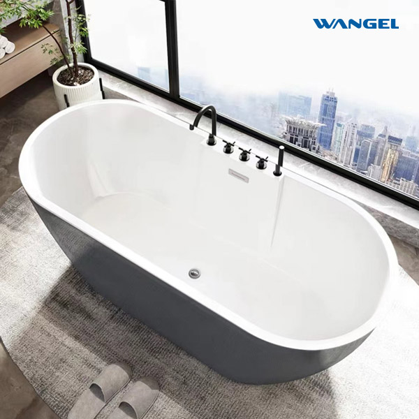 Acrylic freestanding oval egg-shaped hotel B&B project adult home use 1 meter 5 bathtub 1 meter 7 bathtub - 图片 5