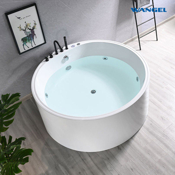 Acrylic round 1.2 to 1.6 meters freestanding one-piece hotel project villa hydrotherapy SPA bathtub - 图片 4