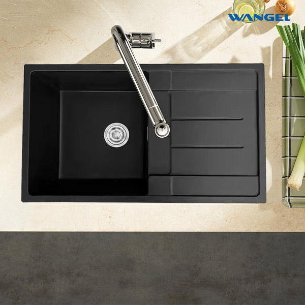 Handmade Best Granite Black Quartz Kitchen Sink Install Single Bowl Rectangular Double Bowl Composite - 图片 3