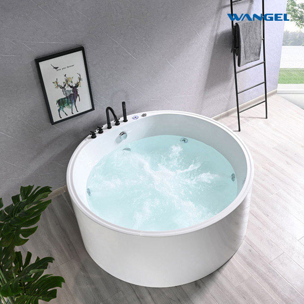 Acrylic round 1.2 to 1.6 meters freestanding one-piece hotel project villa hydrotherapy SPA bathtub - 图片 5