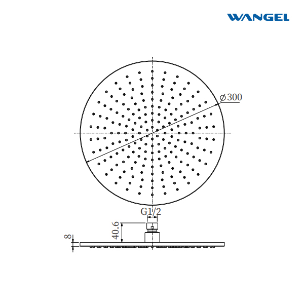 Luxury High Quality Modern Style Design Optional Size Front Copper, Rear Steel&SUS304 Stainless Steel 8MM Circular Shower Head - 图片 7