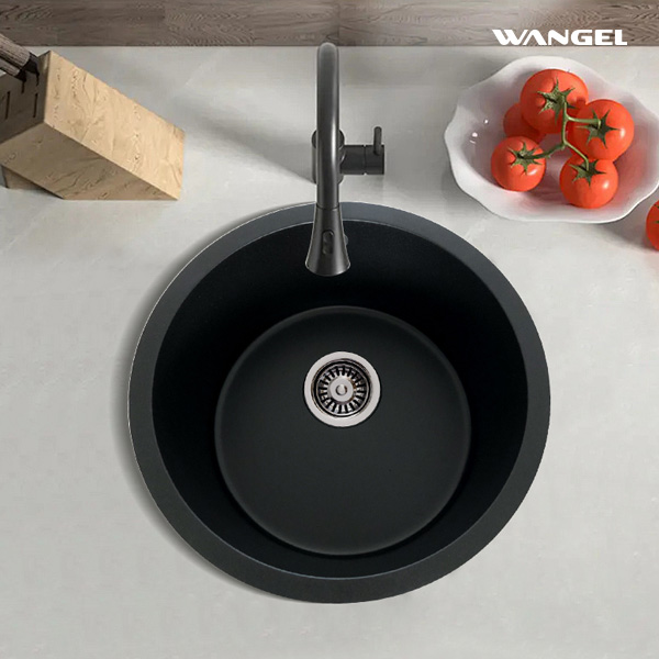 Quartz Stone Sink Round Black Round Sink Kitchen Granite Sink Small Round Basin High Hardness Long Service Life - 图片 6