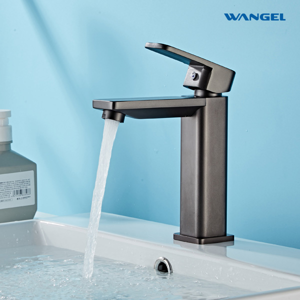 Gun Grey Modern Style Design Rotatable Handle Hot And Cold Control Space Aluminum Countertop-Mounted Installation Basin Faucet - 图片 6