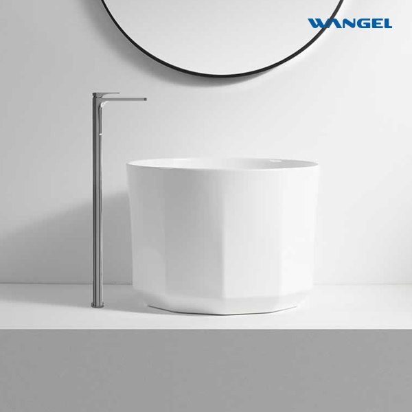 Modern style bathroom furniture, ceramic sink, cylindrical countertop, washbasin - 图片 6