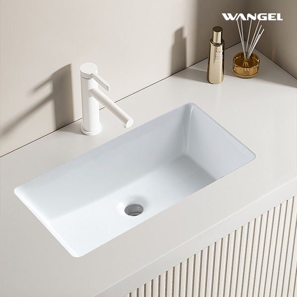 Undermount Bathroom Sink Rectangle Undermount Sink White Ceramic Under Counter Bathroom Sink - 图片 6